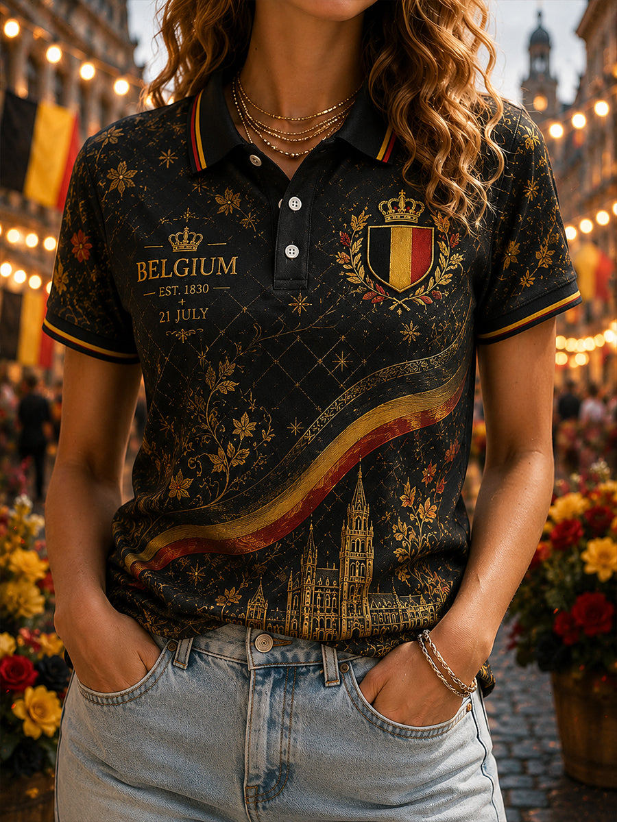 T-shirt polo à manches courtes imprimé pour la célébration de la Journée nationale de la femme