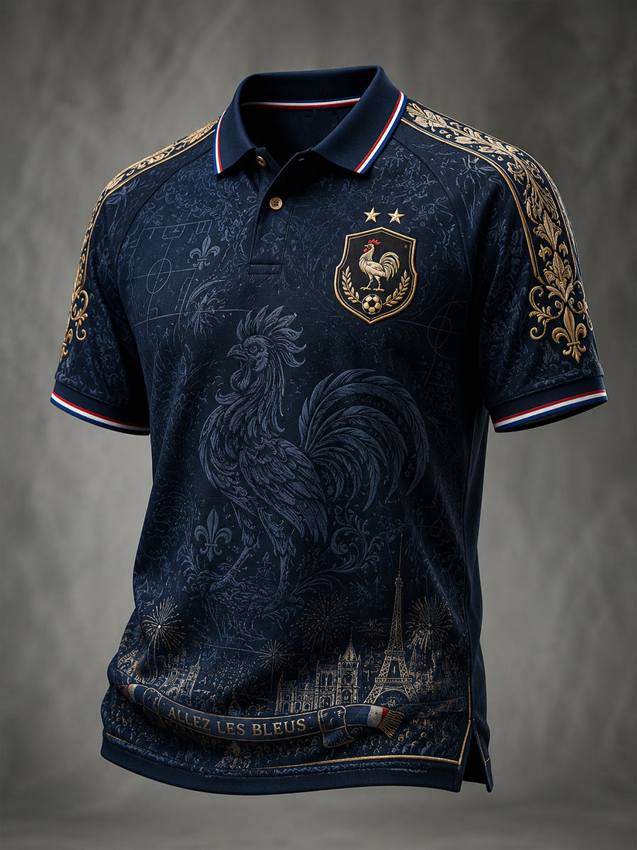 Polo imprimé artistique France Football pour homme