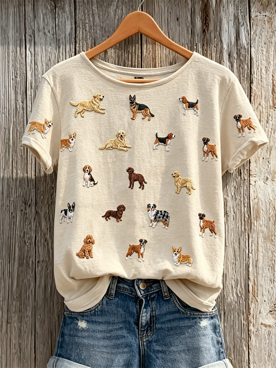Amant de chien des femmes de beaux chiens T-shirt imprimé à manches courtes