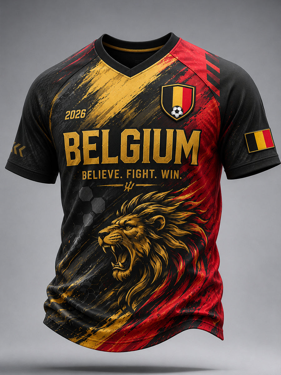 Top Homme Manches Courtes Col V Imprimé Football