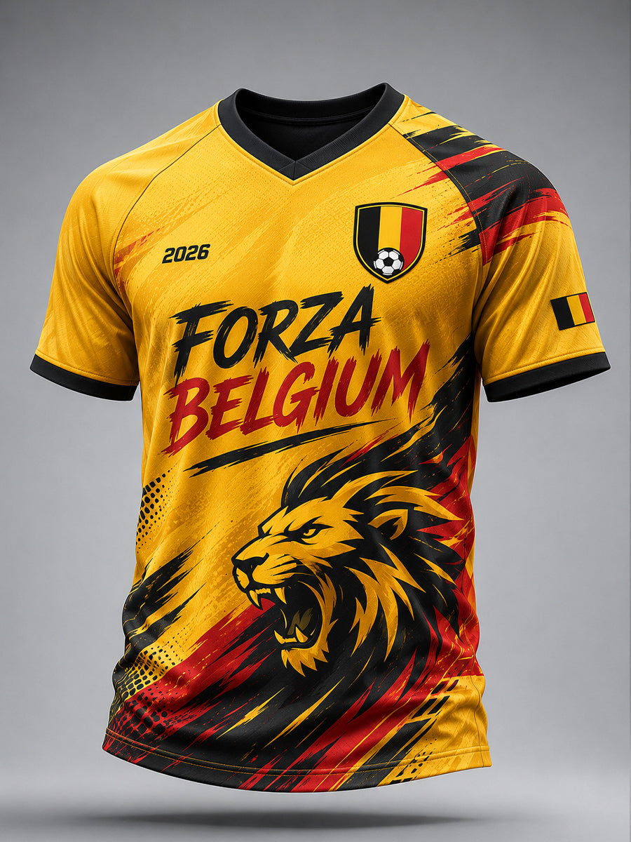 Haut à manches courtes et col en V pour homme, orné d’un imprimé football