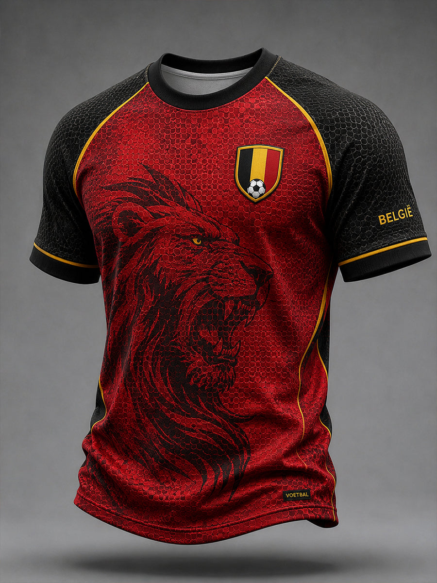 Maillot décontracté avec impression d’art fan de football belge rétro