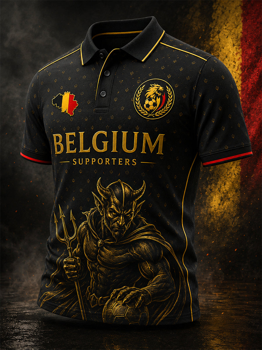Maillot décontracté avec impression d’art fan de football belge rétro