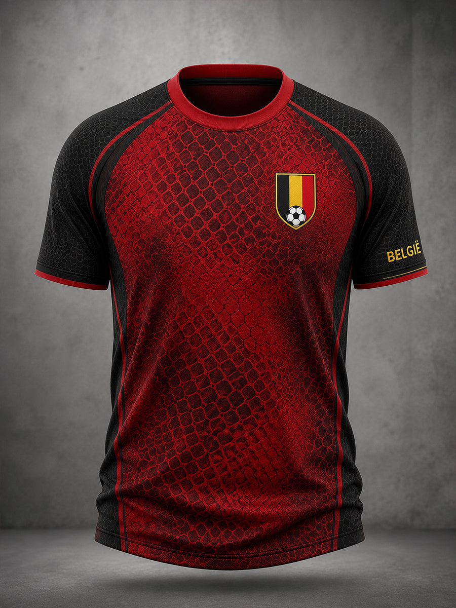 Maillot décontracté avec impression d’art fan de football belge rétro