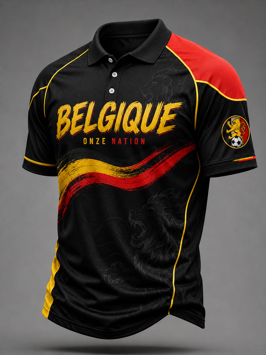 Maillot décontracté avec impression d’art fan de football belge rétro