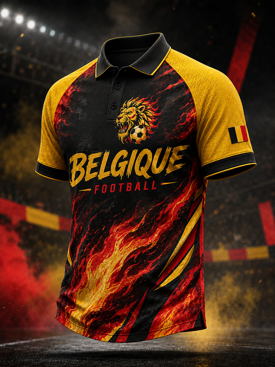 Maillot décontracté avec impression d’art fan de football belge rétro