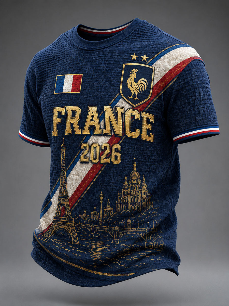 Short manches courtes France Football à motif waffle pour homme