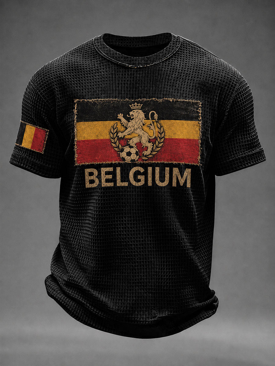 T-shirt manches courtes en gaufre pour le football belge, modèle homme