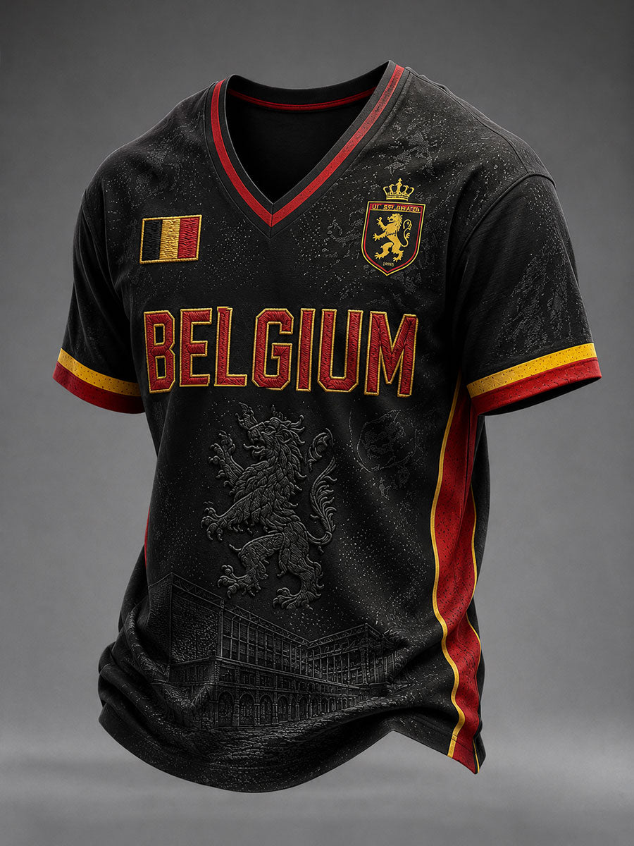 T-shirt à col en V de football pour hommes, Belgique