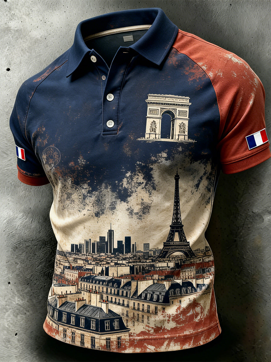 Polo imprimé artistique de rugby pour hommes, Angleterre