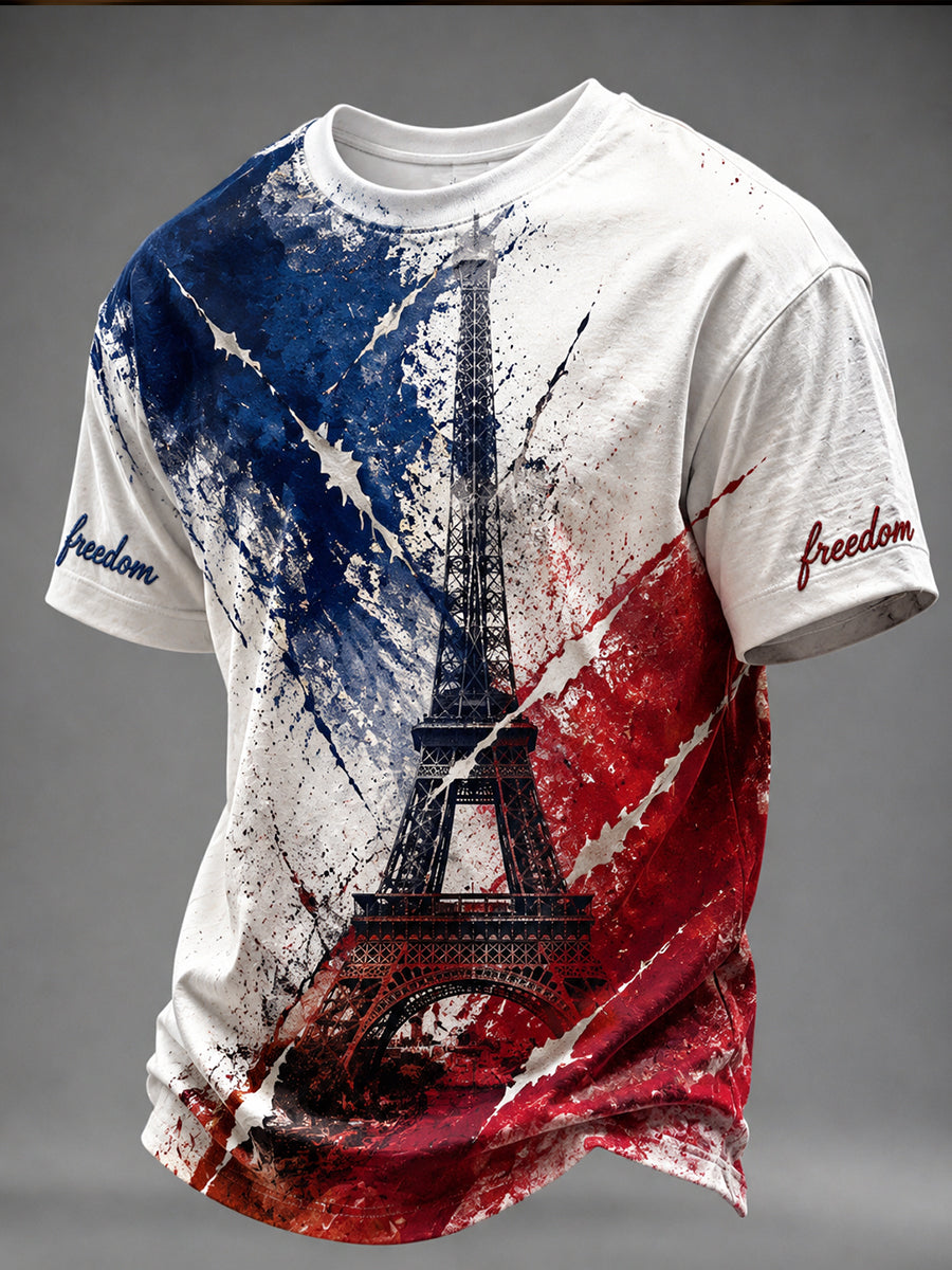 T-shirt à manches courtes pour la Fête nationale française, modèle homme