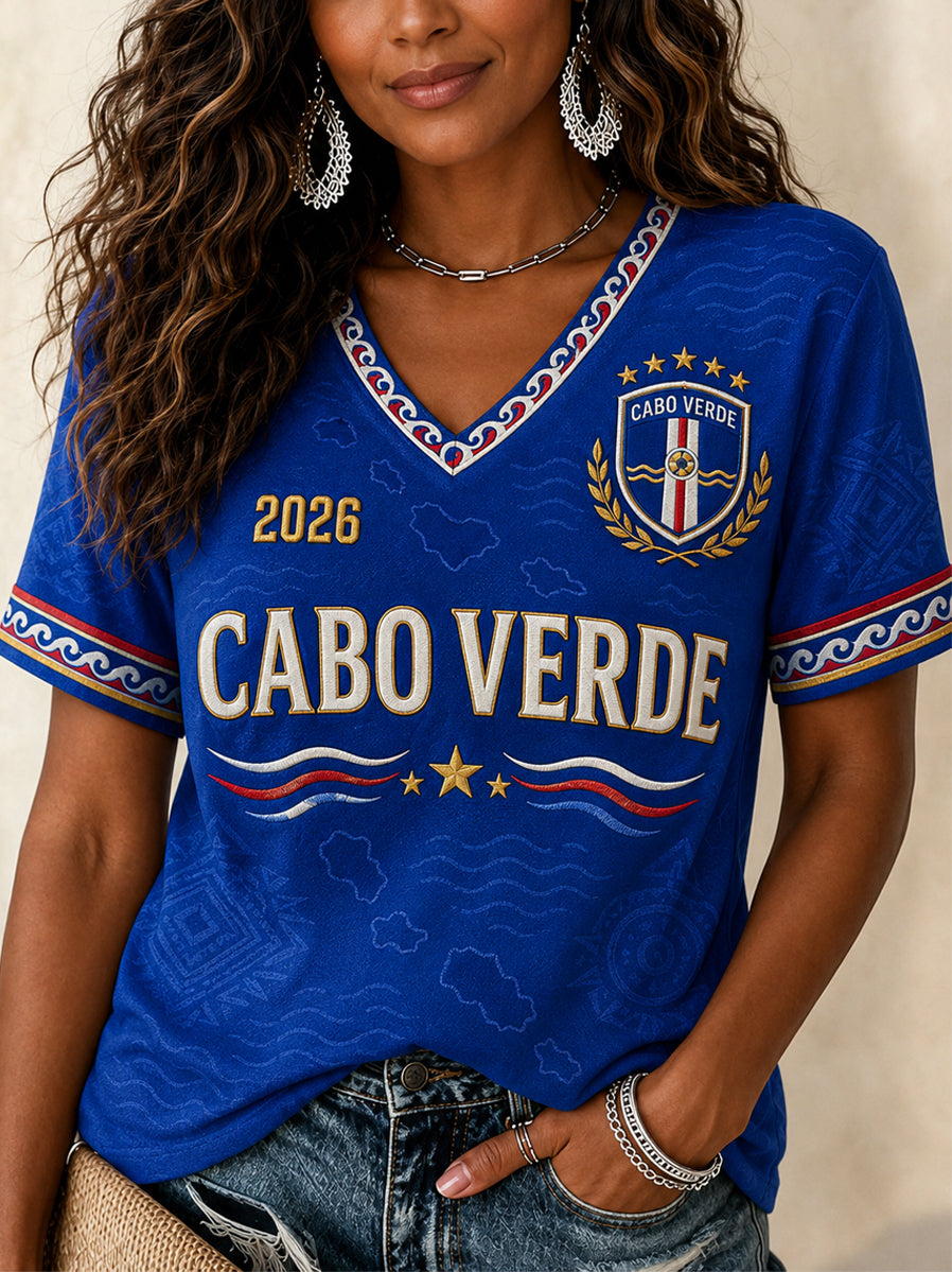 Cadeau pour femmes, fan de football, t-shirt décontracté à col en V avec imprimé