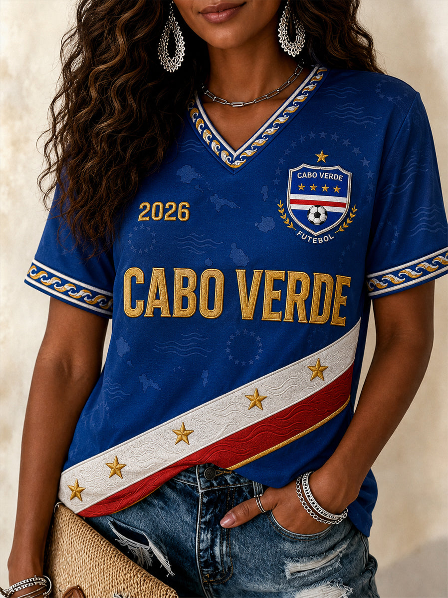 Cadeau pour femmes, fan de football, t-shirt décontracté à col en V avec imprimé