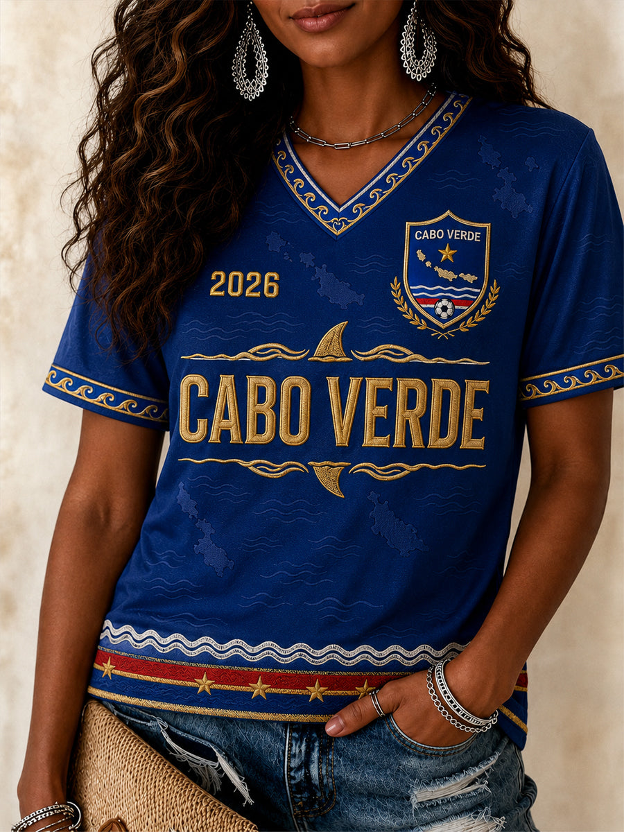 Cadeau pour femmes, fan de football, t-shirt décontracté à col en V avec imprimé