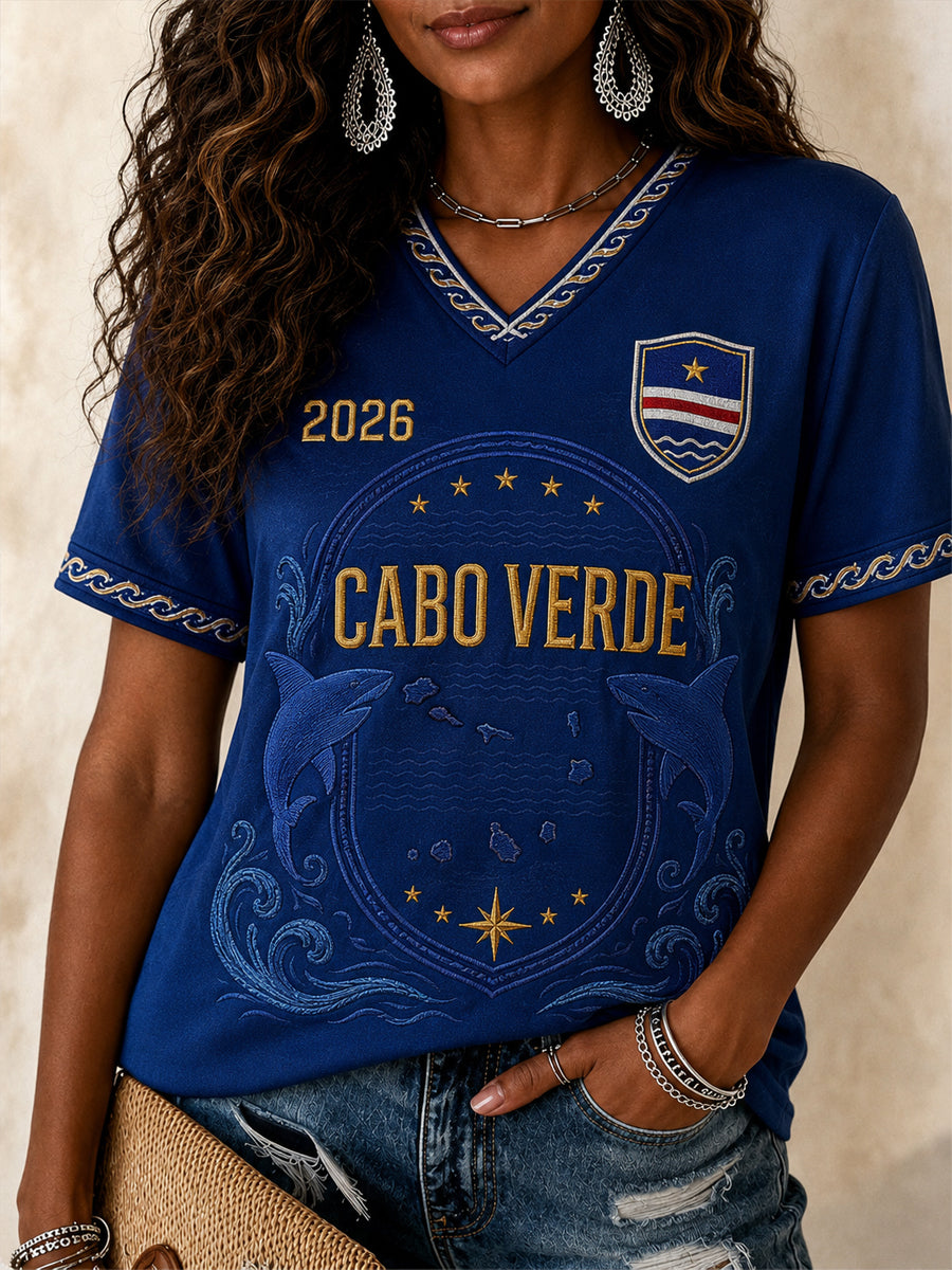 Cadeau pour femmes, fan de football, t-shirt décontracté à col en V avec imprimé