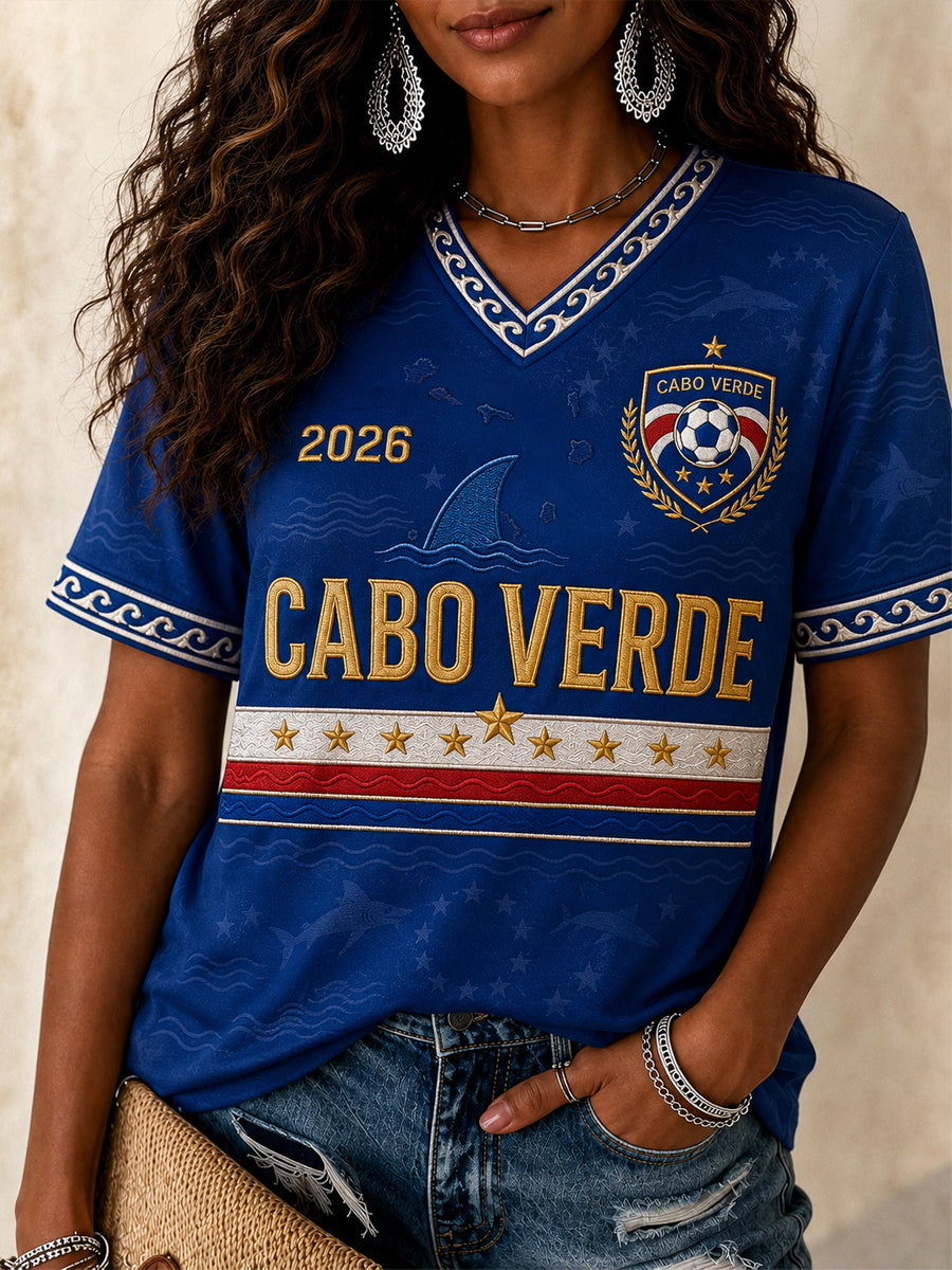 Cadeau pour femmes, fan de football, t-shirt décontracté à col en V avec imprimé