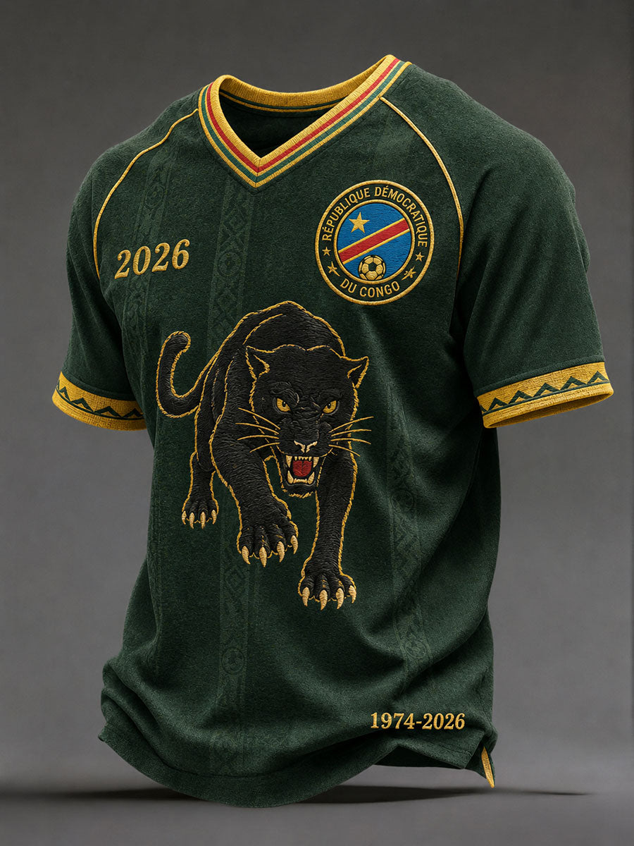 T-shirts à col en V de football pour hommes, République démocratique du Congo 2026