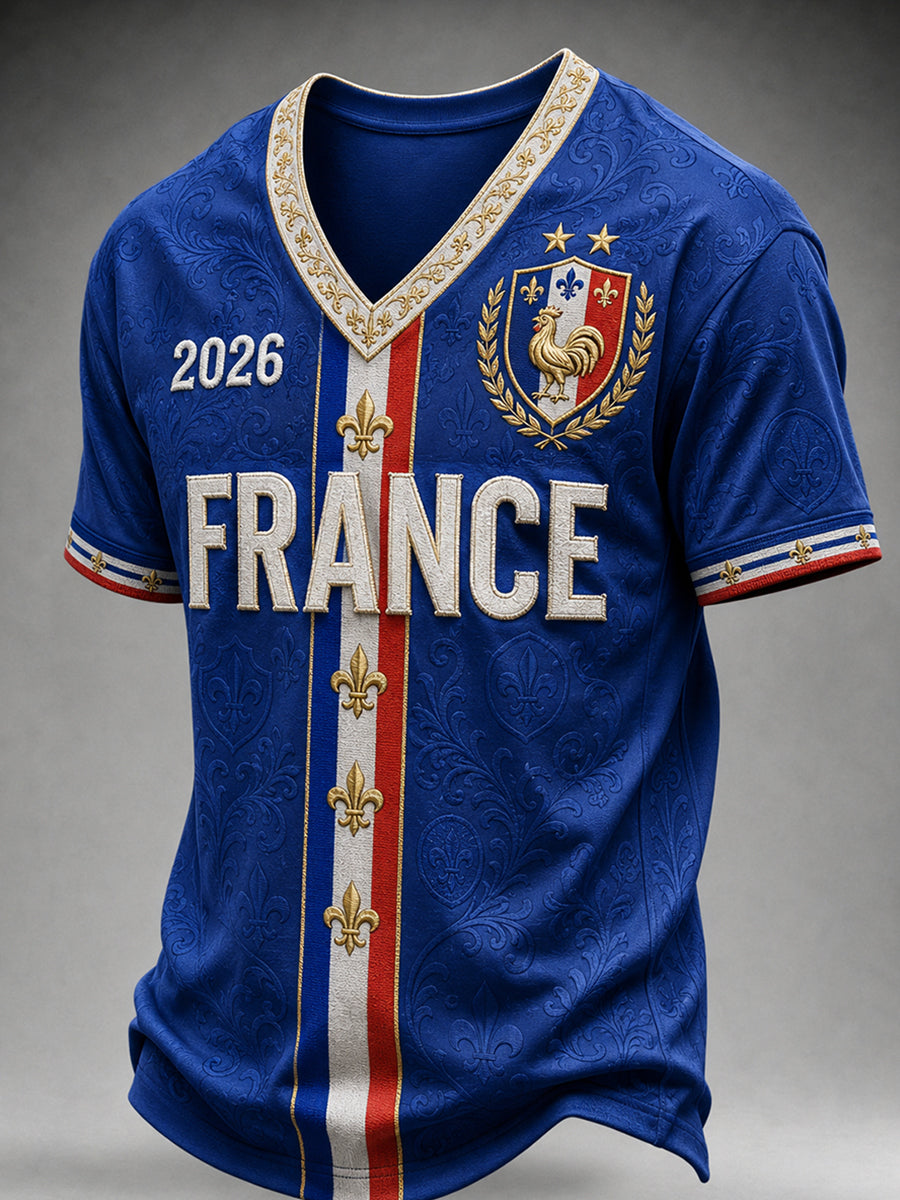 T-shirt col en V France Football pour homme