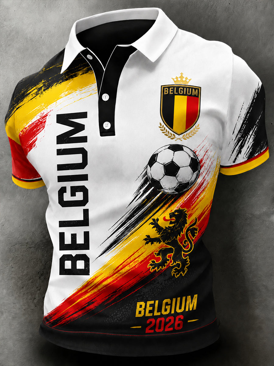 Polo Homme Manches Courtes Imprimé Lion Et Football