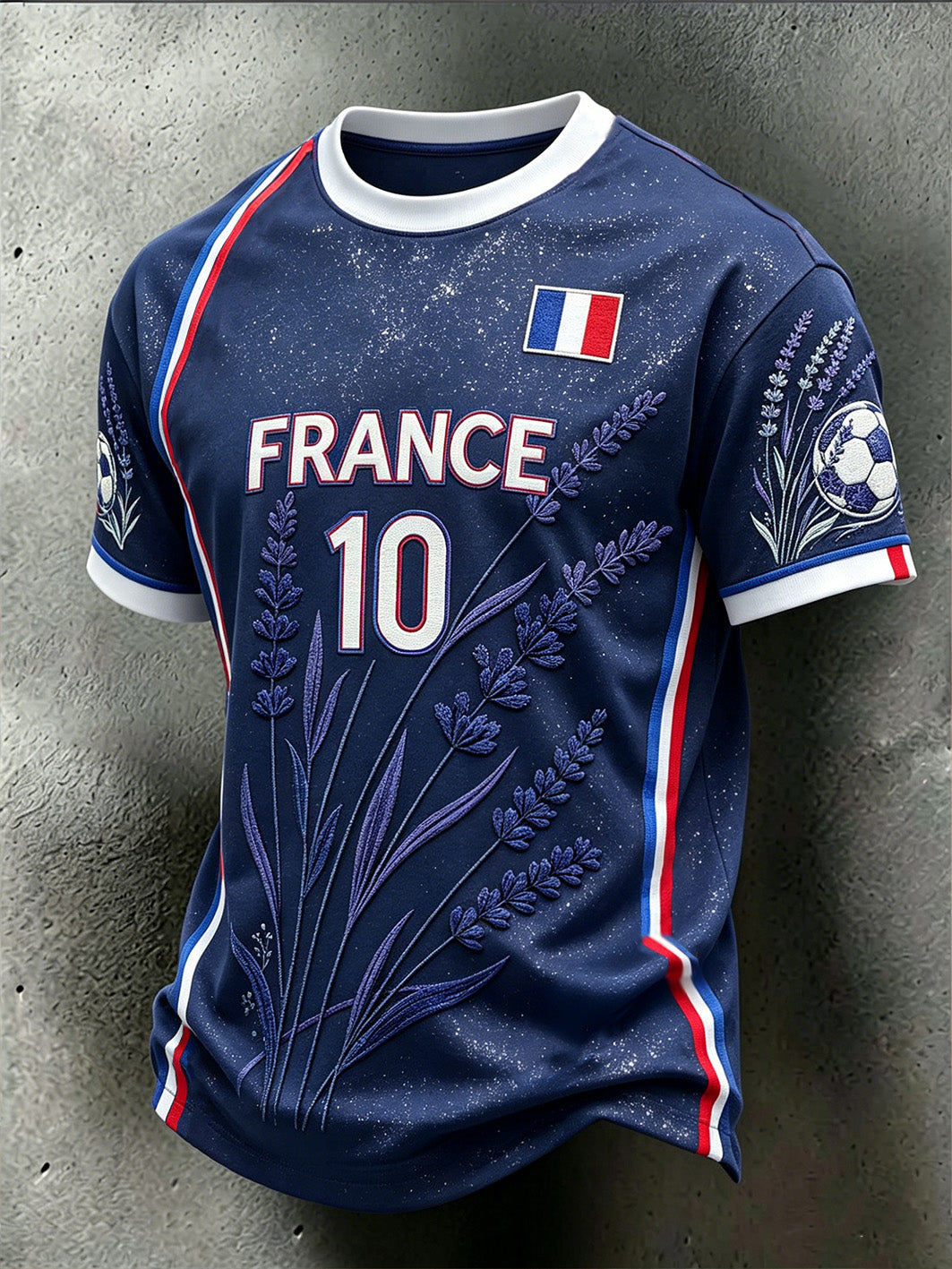 T-shirt décontracté à manches courtes pour homme, motif floral et élément footballistique imprimé