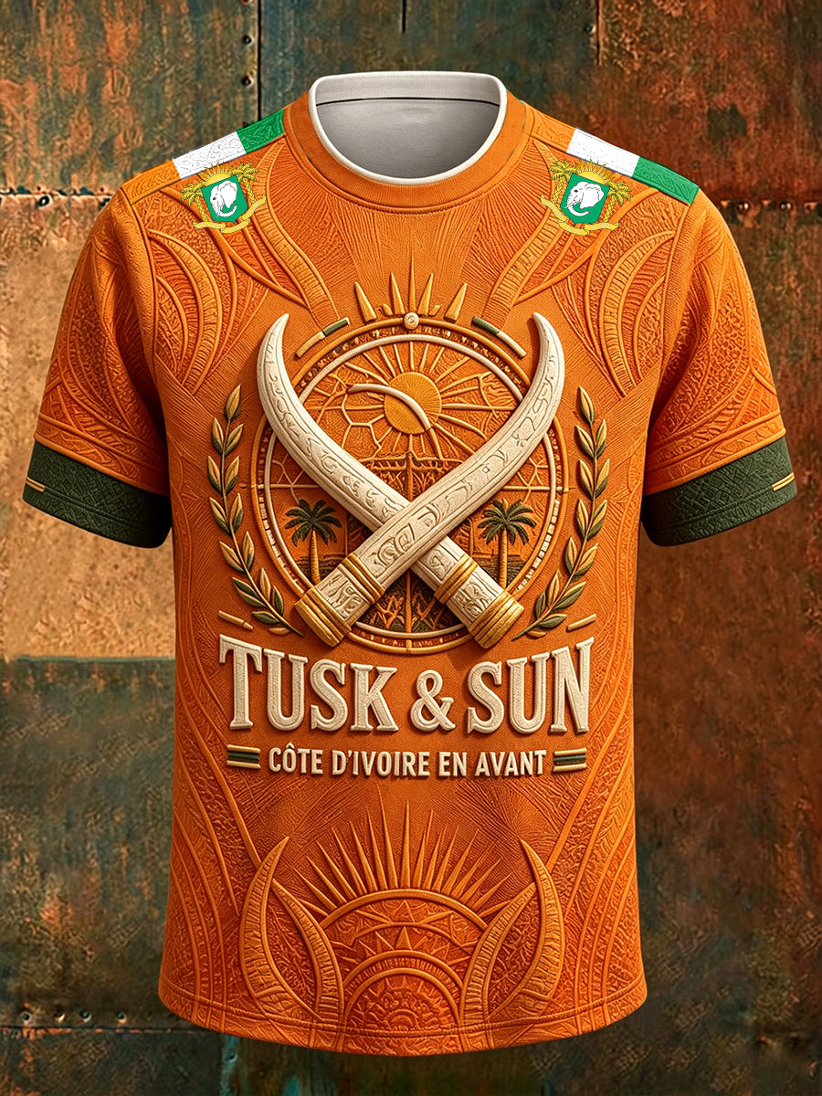 T-shirt homme imprimé motif Éléphant de Côte d’Ivoire, fierté nationale