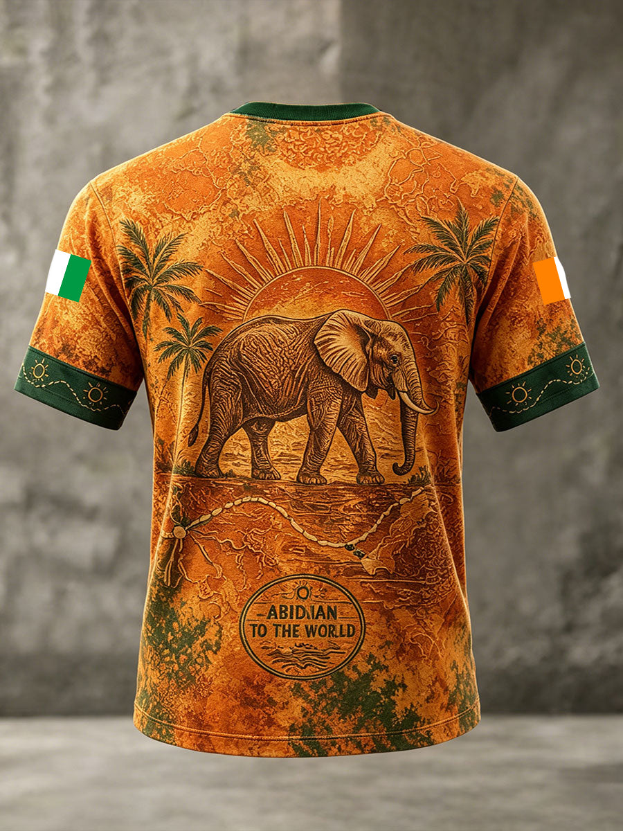 T-shirt homme imprimé motif Éléphant de Côte d’Ivoire, fierté nationale