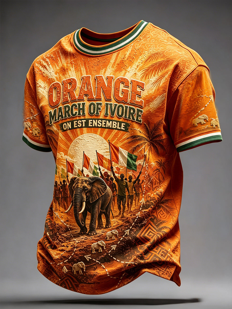 T-shirt homme imprimé motif Éléphant de Côte d’Ivoire, fierté nationale