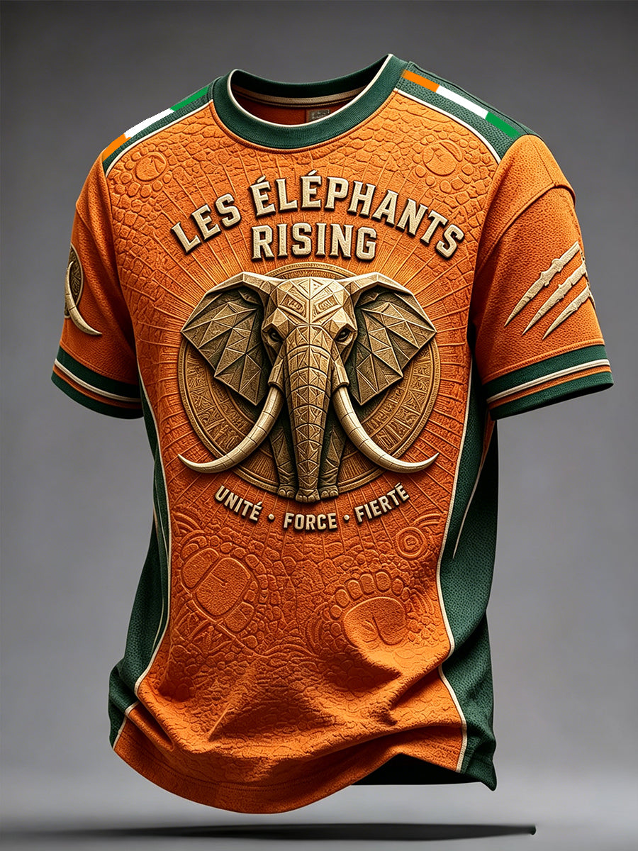 T-shirt imprimé pour homme Côte d'Ivoire Elephant Pride Art