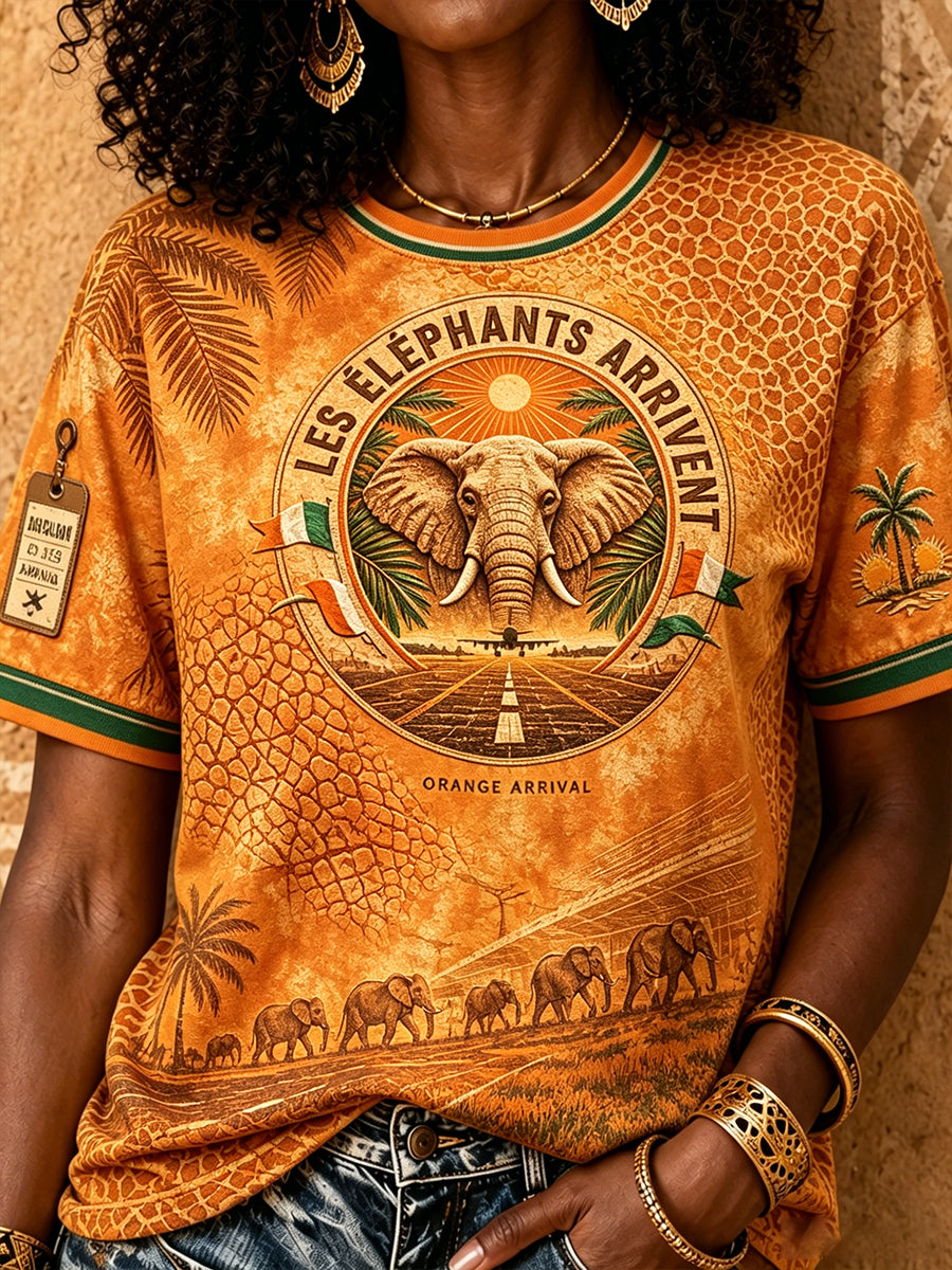 T-shirt imprimé femme Éléphant de Côte d’Ivoire Fierté nationale