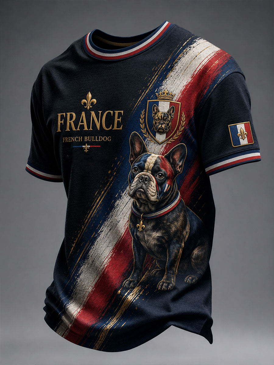 T-shirt manches courtes pour homme motif bouledogue français