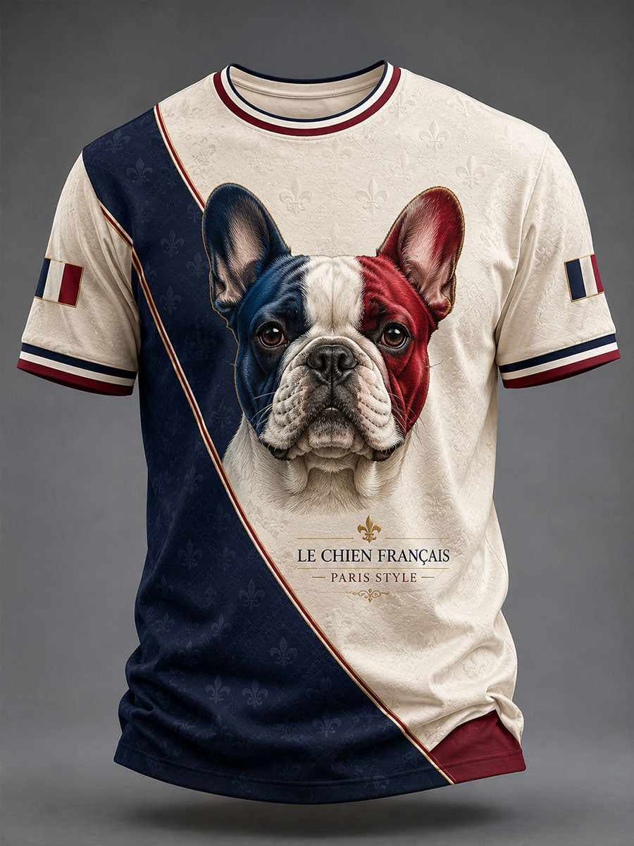T-shirt manches courtes pour homme motif bouledogue français