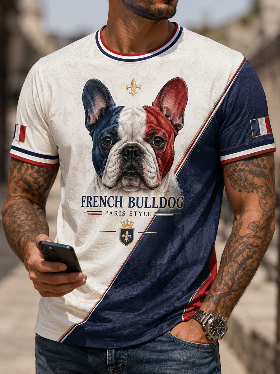 T-shirt manches courtes pour homme motif bouledogue français