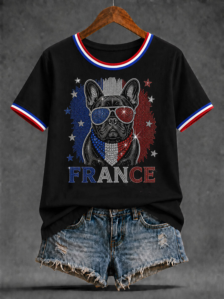 T-shirt manches courtes pour homme motif bouledogue français
