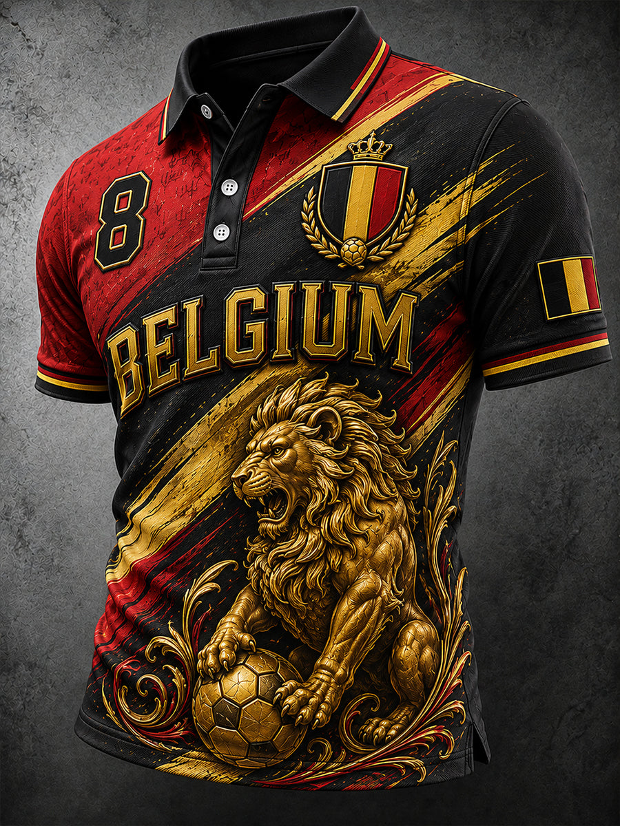 Polo à manches courtes pour homme avec imprimé sur le thème du football