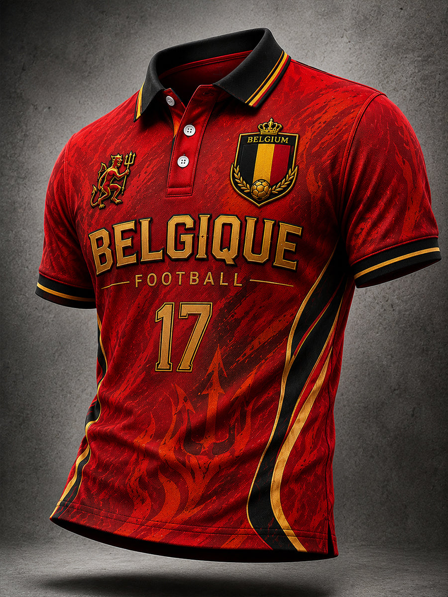 Polo Homme Manches Courtes Imprimé Thème Football