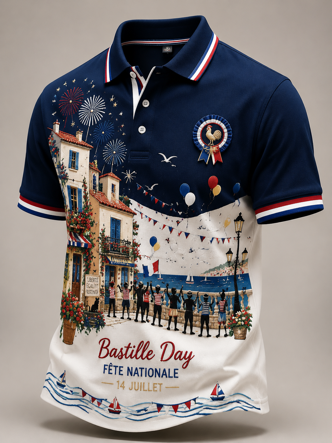 Chemise à manches courtes de la Fête nationale française pour hommes