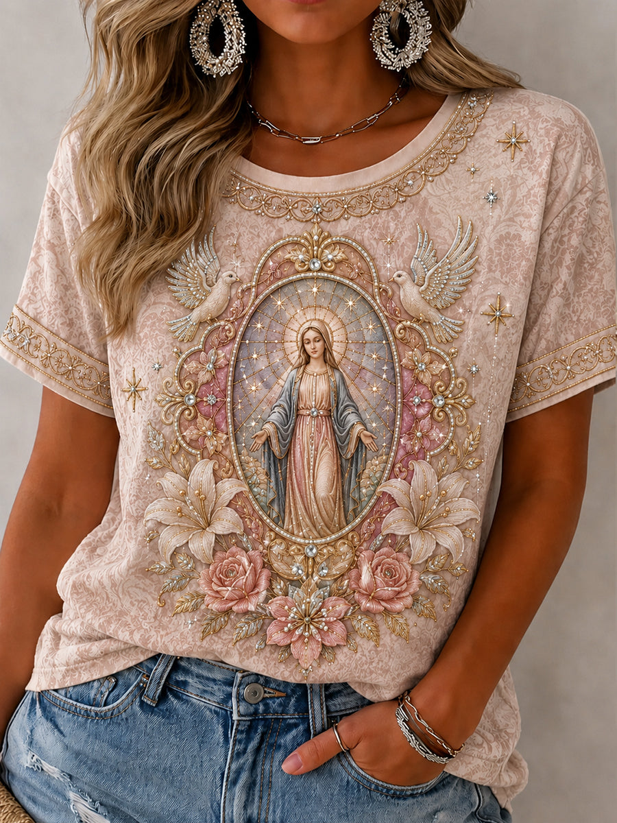 T-shirt imprimé pour femmes représentant l’Assomption de Marie