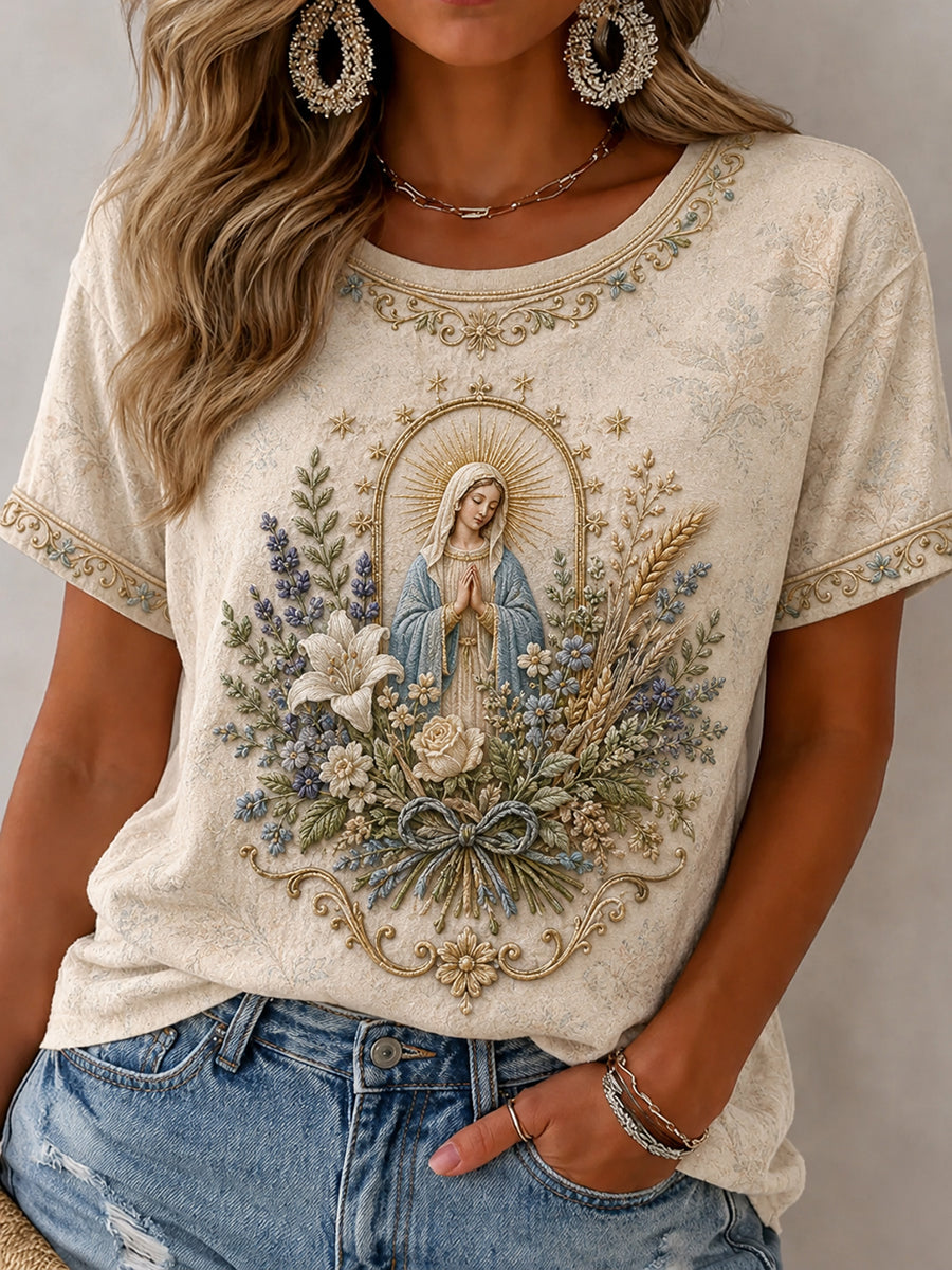 T-shirt imprimé pour femmes représentant l’Assomption de Marie
