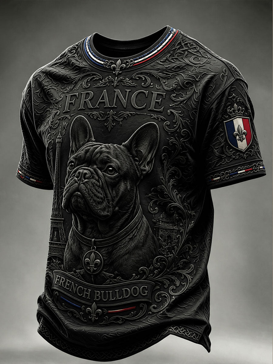 T-shirt manches courtes pour homme motif bouledogue français