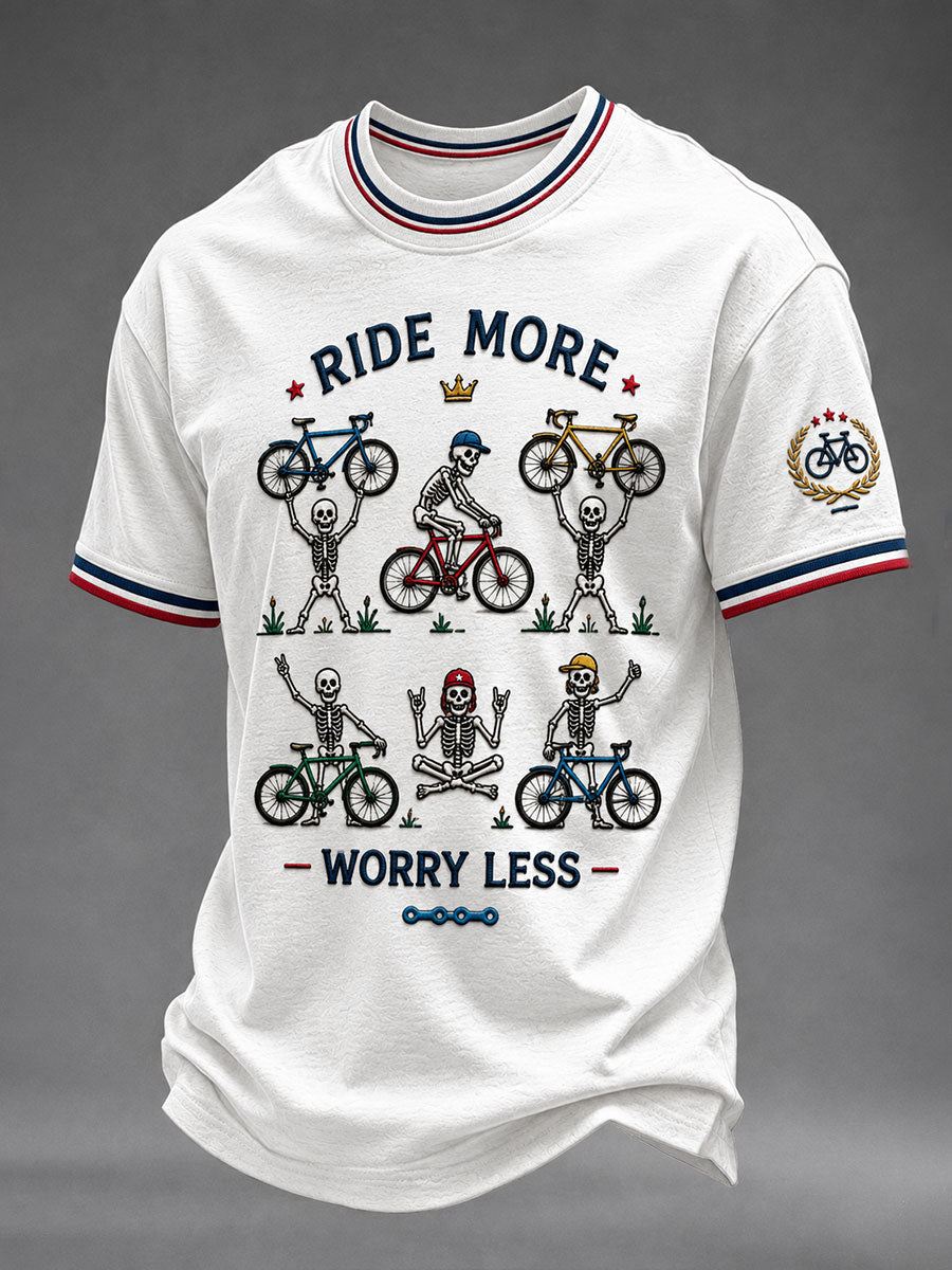 T-shirt manches courtes pour hommes «Roulez plus, inquiétez-vous moins»
