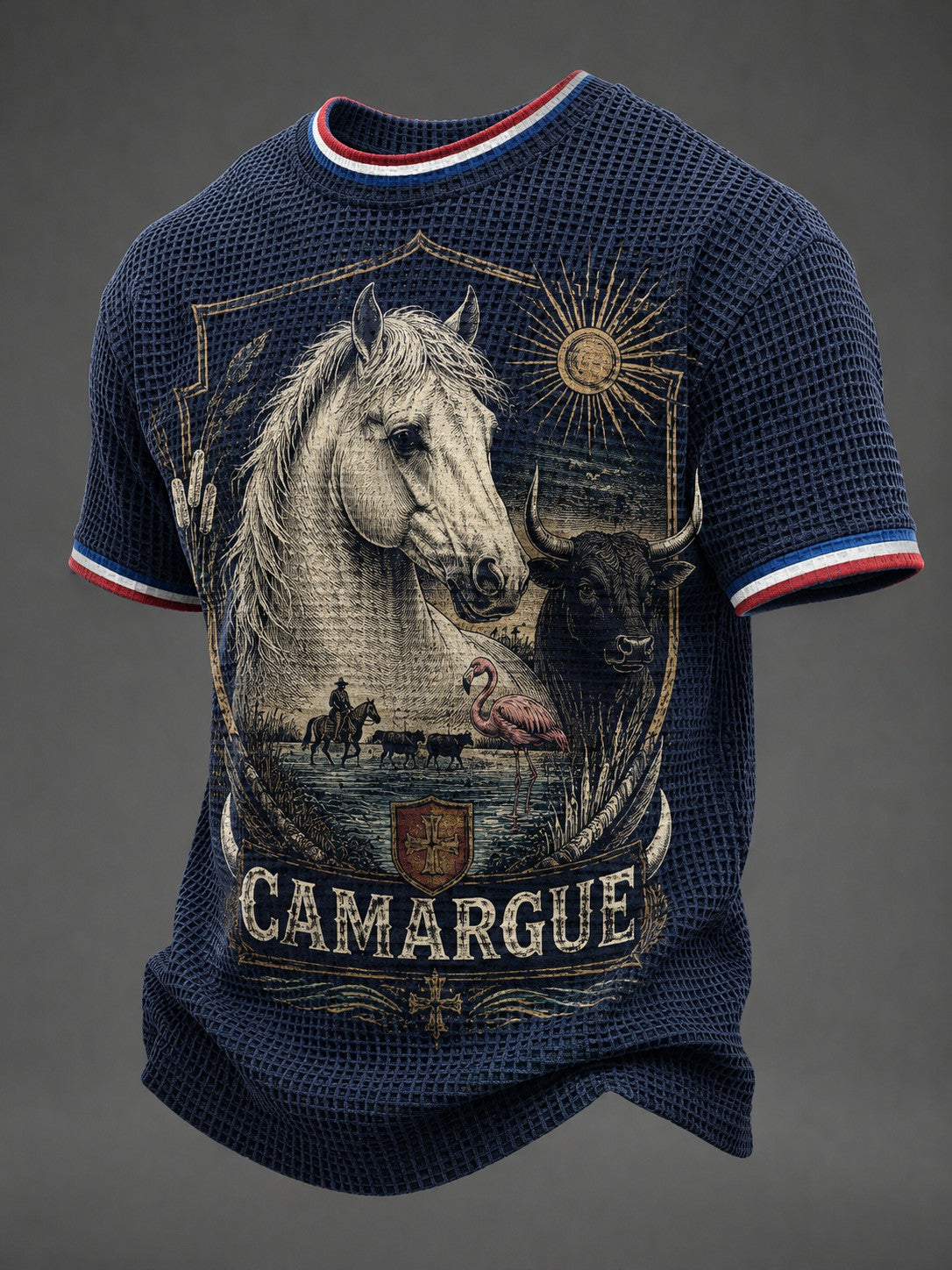 T-shirt waffle imprimé France Camargue pour homme