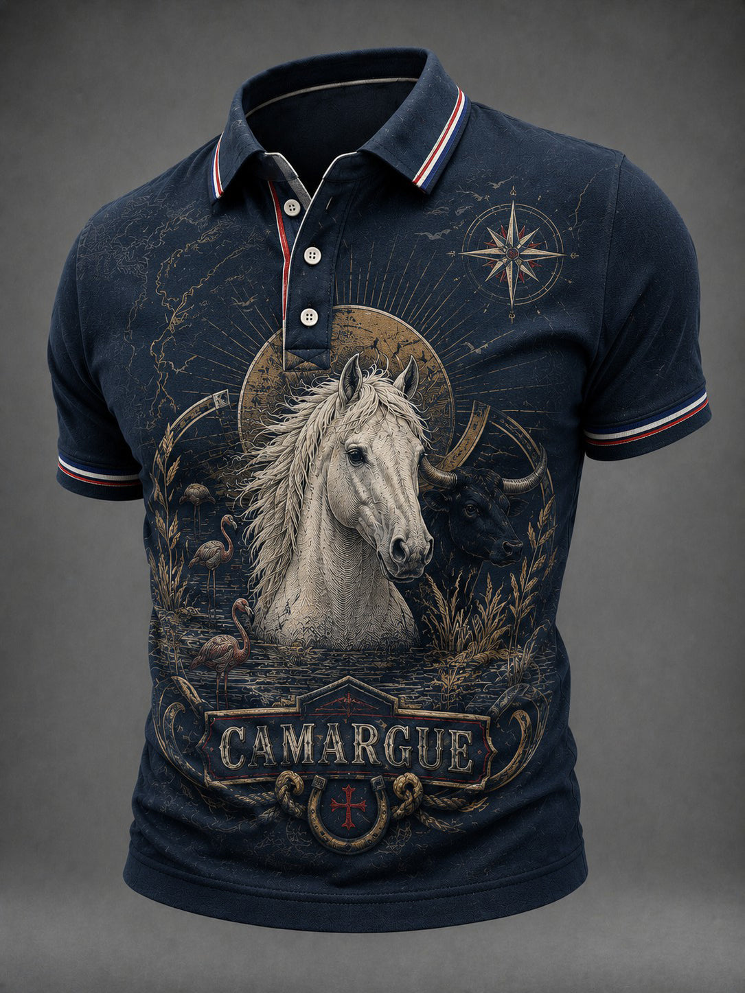 Chemise imprimée France Camargue pour homme