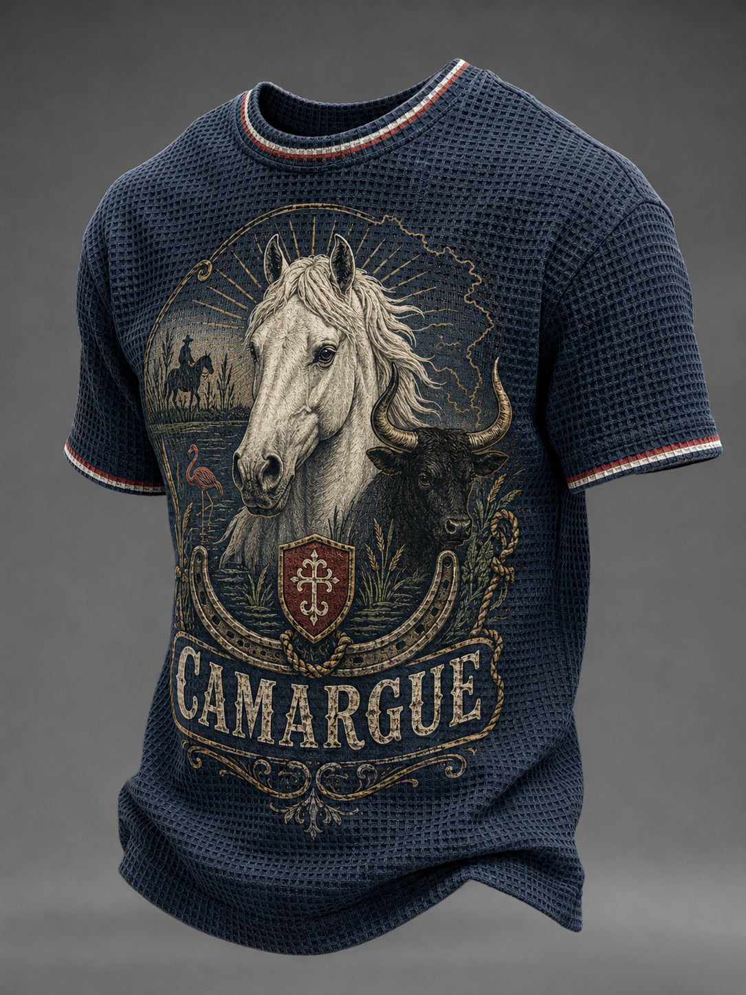 T-shirt waffle imprimé France Camargue pour homme