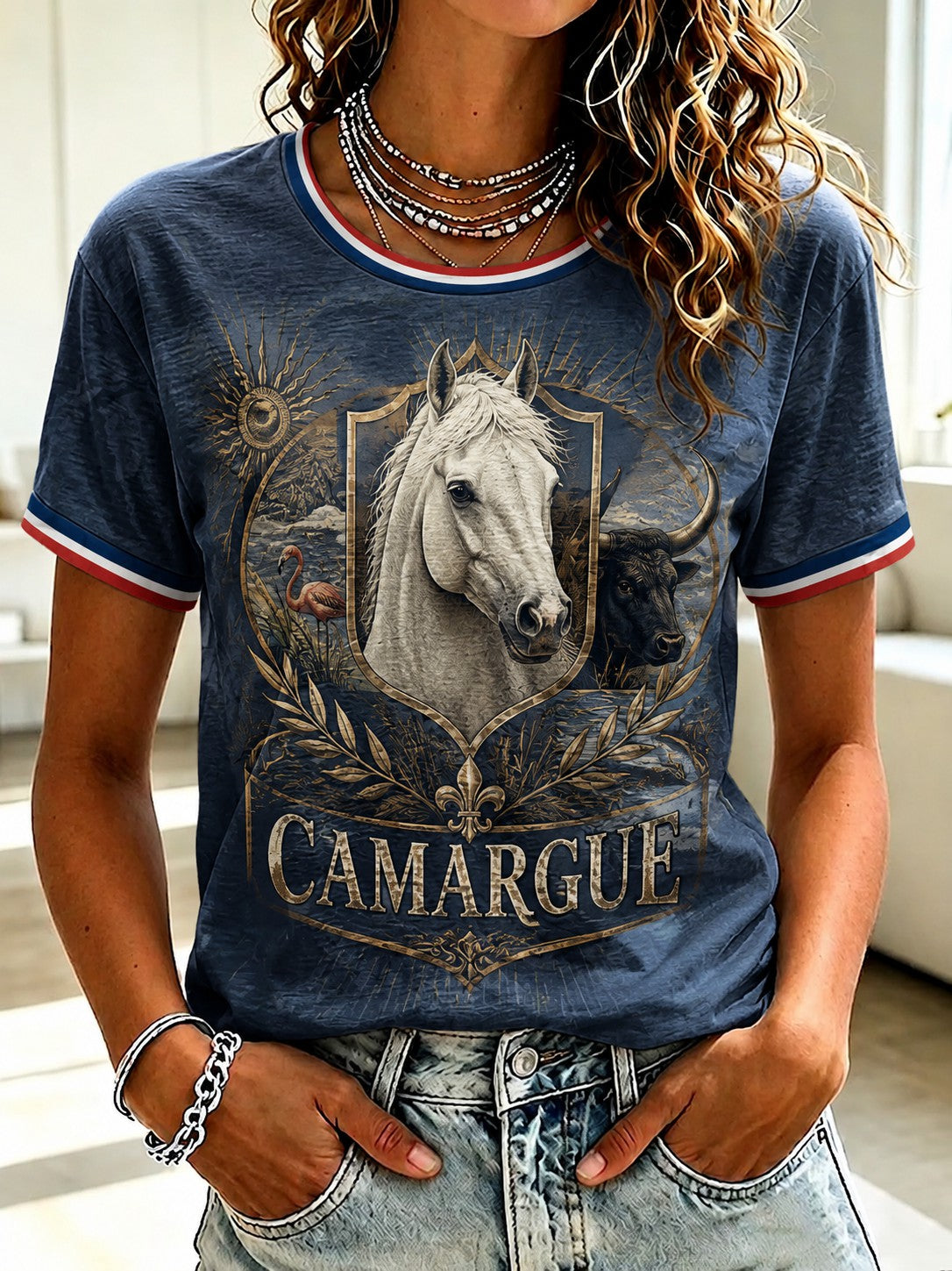 T-shirt imprimé France Camargue pour femme