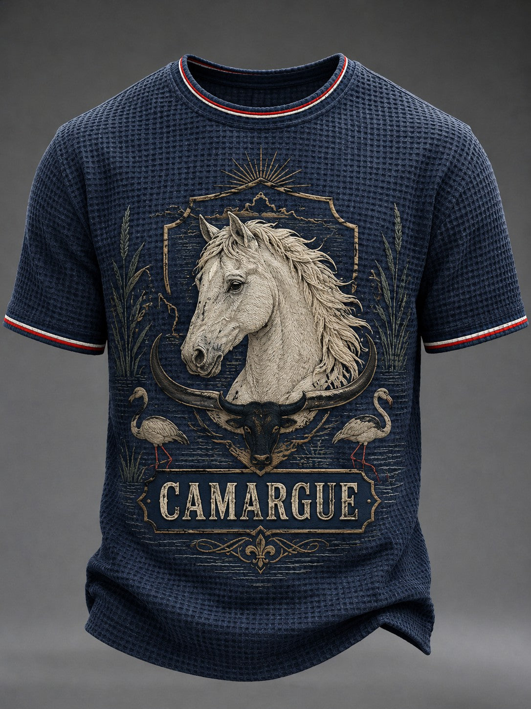 T-shirt waffle imprimé France Camargue pour homme