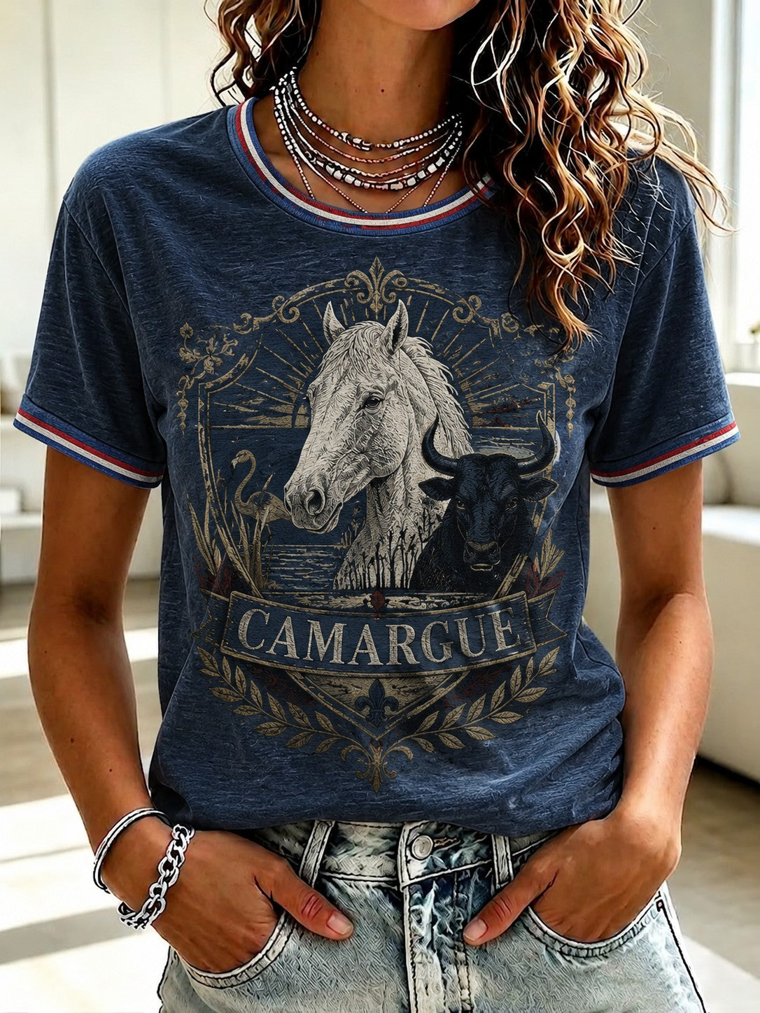 T-shirt imprimé France Camargue pour femme
