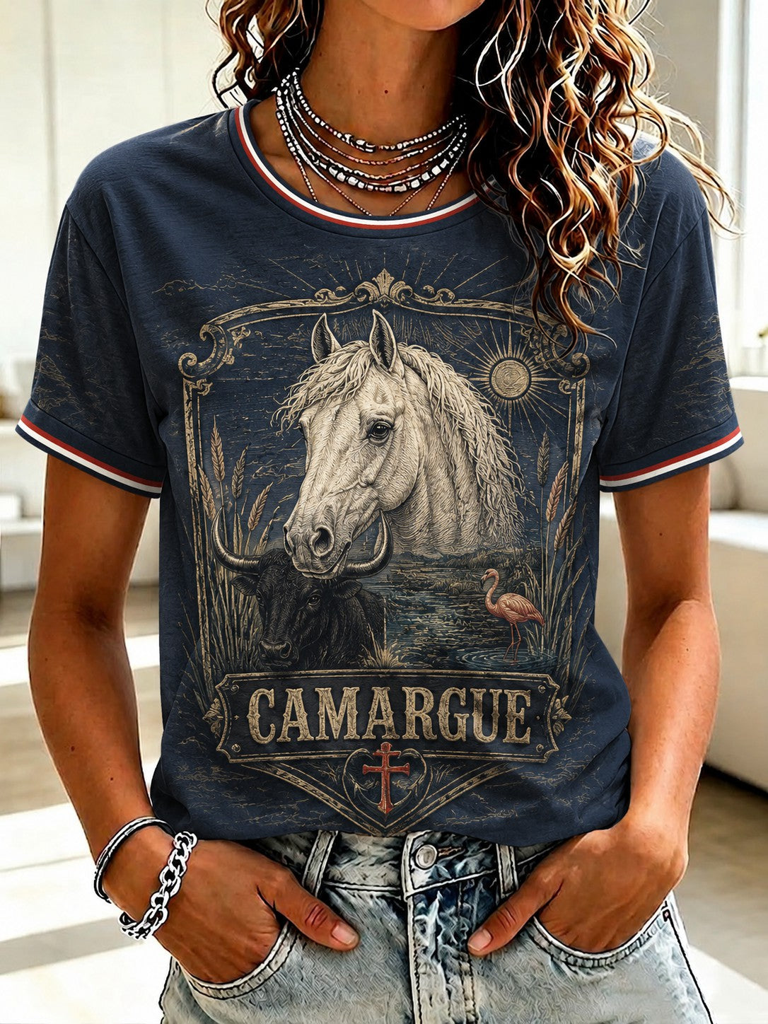T-shirt imprimé France Camargue pour femme