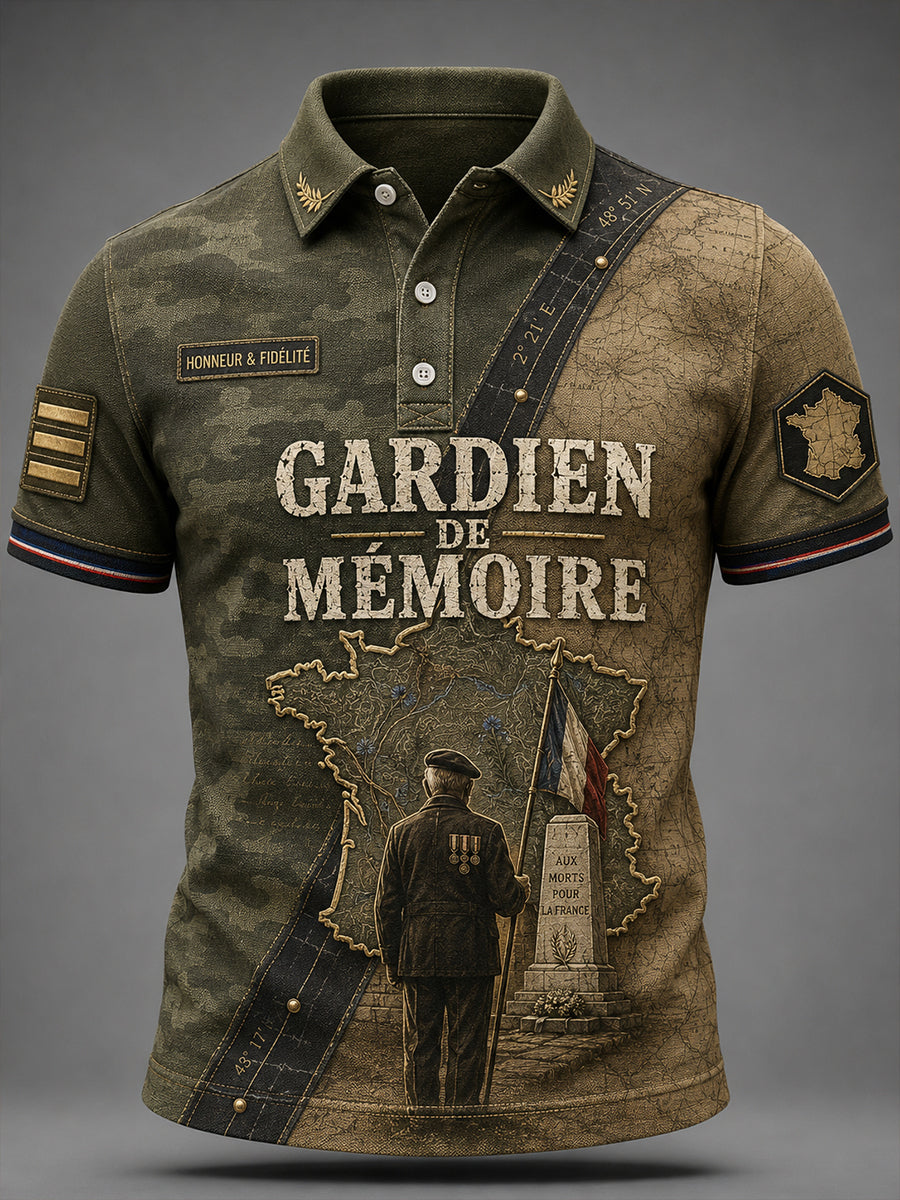 Chemise française à manches courtes pour hommes vétérans
