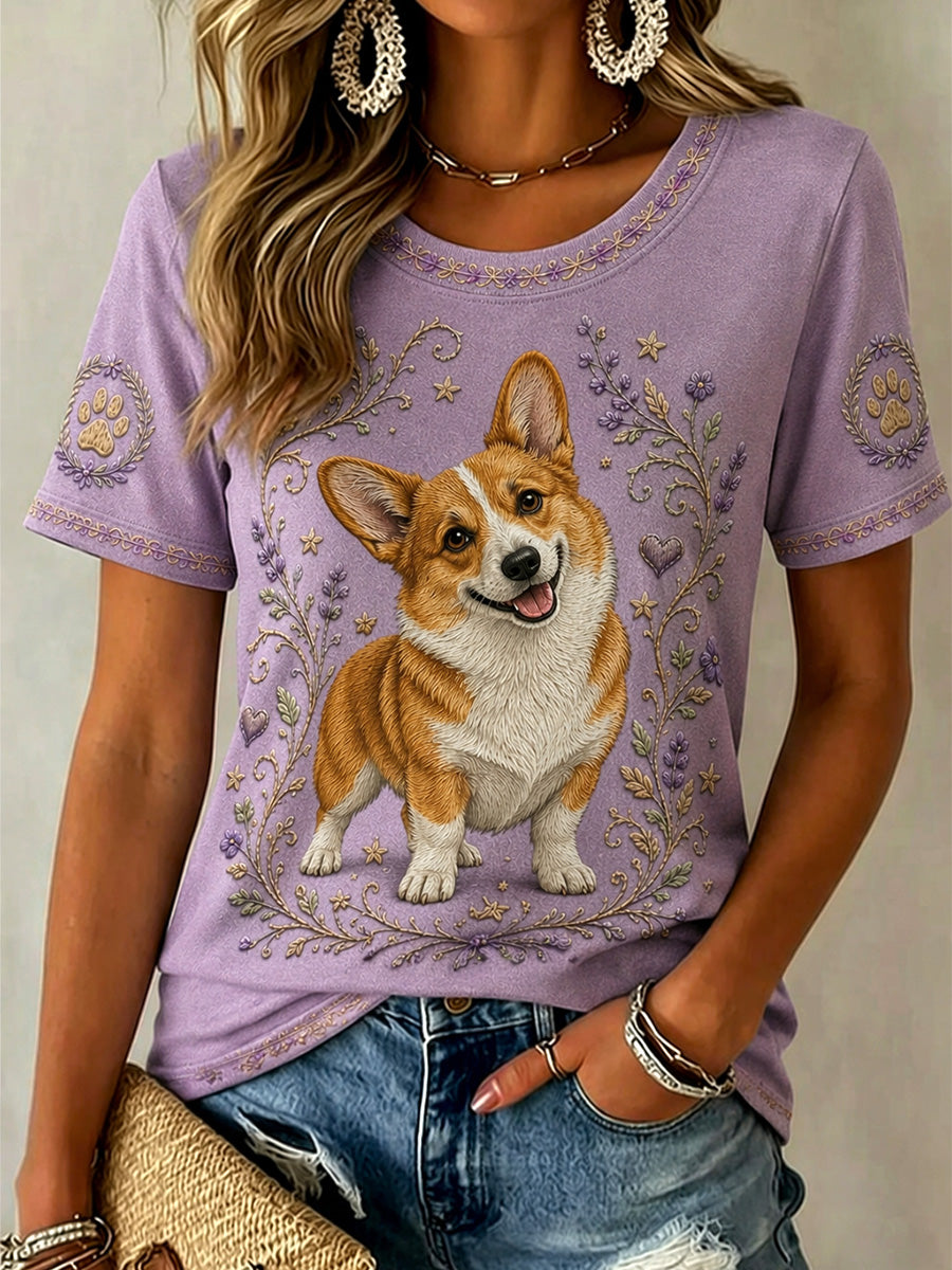 T-shirt décontracté rétro à imprimé floral pour femmes