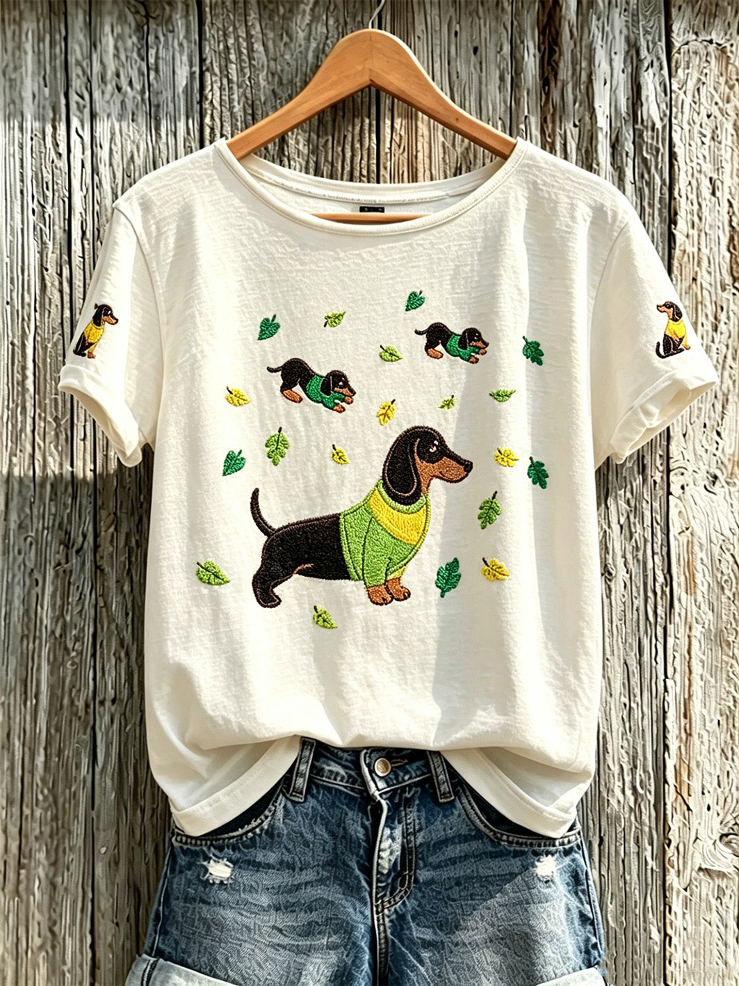 T-shirt décontracté à manches courtes pour femme, imprimé d’un mignon motif de chien